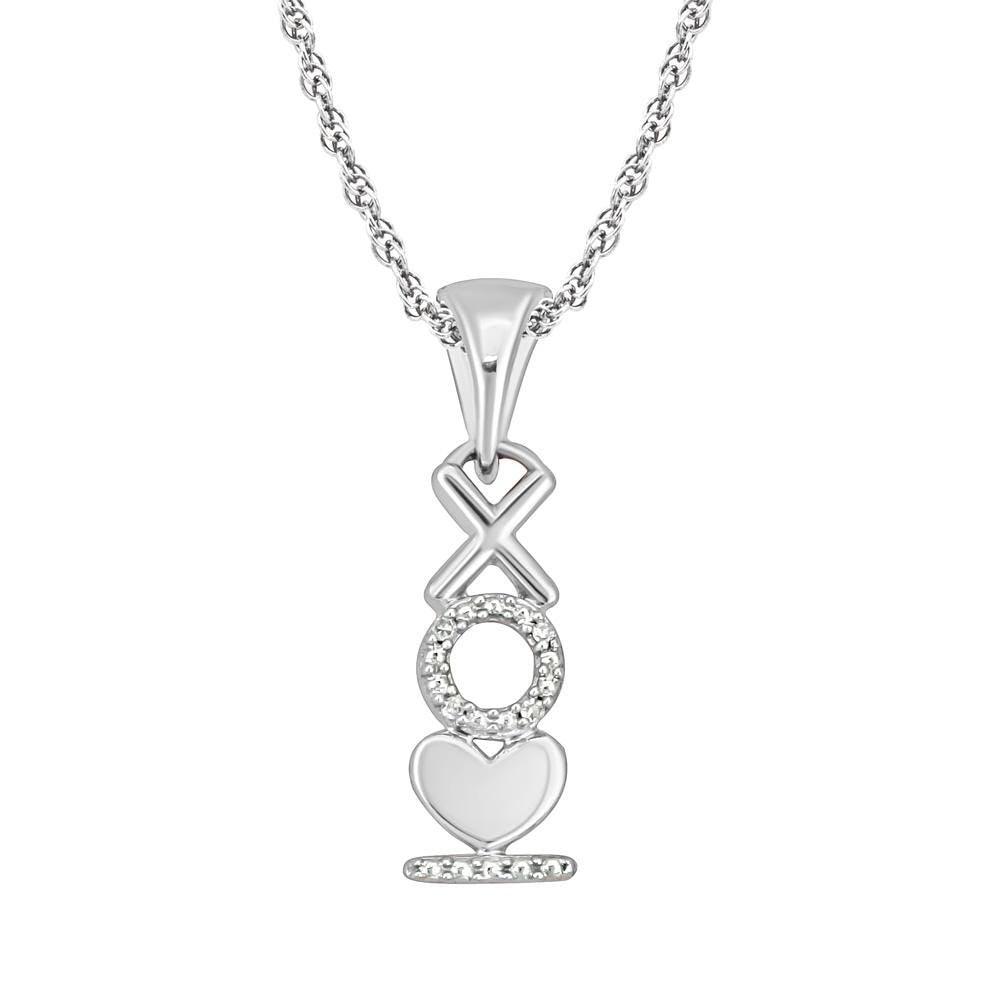 Diamond hot Accented Stylized Heart Pendant 10k White Gold