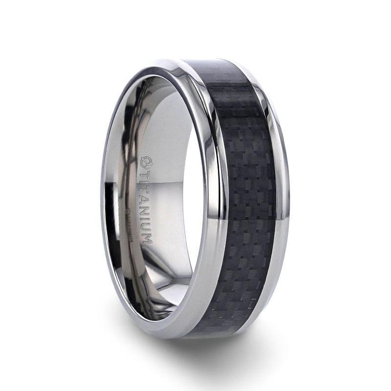 Titanium ring with hot sale carbon fiber inlay