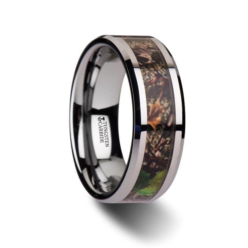 OVERGROWTH Realistic Tree Camo Tungsten Carbide Wedding Band with Gree –  Larson Jewelers