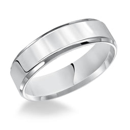 14k White Gold Wedding Band Flat High Polished Finish Beveled Edges - 3mm - 10mm - Larson Jewelers