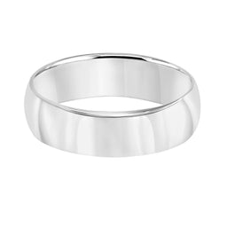 14k White Gold Wedding Band Domed High Polished Finish Rolled Edges - 2mm - 10mm - Larson Jewelers