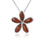 Sterling Silver Koa Wood Solid Inlay Plumeria Flower Pendant18" Necklace