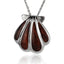 Sterling Silver Koa Wood Multi-Inlay Sunrise Seashell Pendant18" Necklace