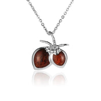 Sterling Silver Koa Wood Coconut Pendant18" Necklace