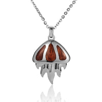 Sterling Silver Koa Wood Jellyfish with Connected Tentacles Pendant18" Necklace