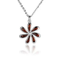 Sterling Silver Koa Wood Tiare Flower Pendant18" Necklace