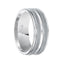 LANDRY White Tungsten Carbide Comfort Fit Wedding Band with Dual Raised Diagonal Coin Edge Texture and Polished Step Edges by Triton Rings - 9 mm - Larson Jewelers