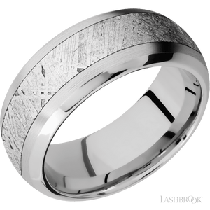 10K White Gold with Satin , Polish Finish and Meteorite Inlay - 9MM - Larson Jewelers