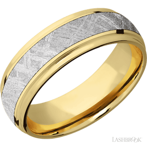 10K Yellow Gold with Polish , Polish Finish and Meteorite Inlay - 7MM - Larson Jewelers