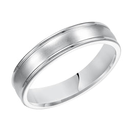 10k White Gold Brushed Finish Women’s Wedding Ring with Polished Round Edges - 5mm - Larson Jewelers