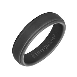 6mm RAW Step Edge Band w/Sandblast Finish & Black Interior - Larson Jewelers