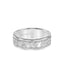 WAVES 14k White Gold Wedding Band Engraved Center Design Brushed Finish with Rope Detail Rolled Edges by Artcarved - 7 mm - Larson Jewelers