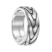 RHYS Stainless Steel Step Edge Comfort Fit Ring with Etched Pattern by Triton Rings - 8.5 mm - Larson Jewelers