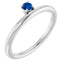 14K White Natural Blue Sapphire Stackable Ring