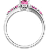 14K White Lab-Grown Pink Sapphire & Natural Pink Tourmaline Ring