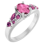 Sterling Silver Lab-Grown Pink Sapphire & Natural Pink Tourmaline Ring