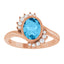 14K Rose Natural Swiss Blue Topaz & 1/8 CTW Natural Diamond Ring