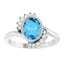 Sterling Silver Natural Swiss Blue Topaz & 1/8 CTW Natural Diamond Ring