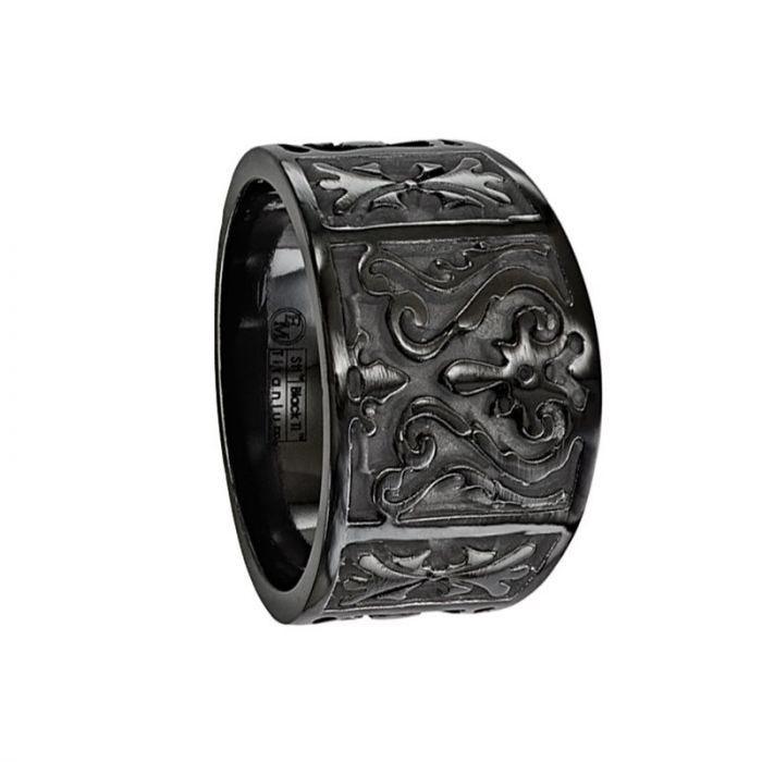 Edward Mirell Black Titanium Grey Grooves popular 6mm Ring