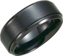 Black Titanium 9mm Ridged Band