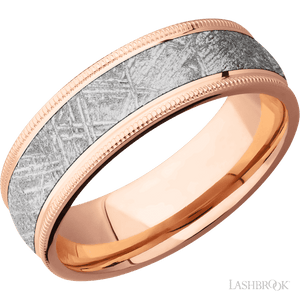 14K Rose Gold with Polish Finish and Meteorite Inlay - 7MM - Larson Jewelers