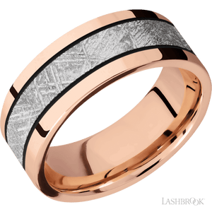 14K Rose Gold with Polish Finish and Meteorite Inlay - 8MM - Larson Jewelers