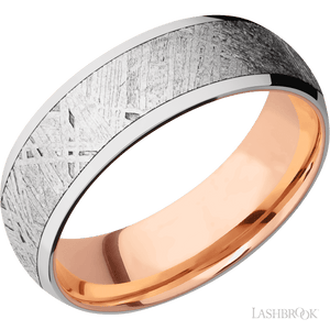 14K White Gold with Polish Finish and Meteorite Inlay and 14K Rose Gold - 7MM - Larson Jewelers