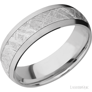 14K White Gold with Satin Finish and Meteorite Inlay - 7MM - Larson Jewelers