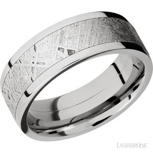 14K White Gold with Polish Finish and Meteorite Inlay - 8MM - Larson Jewelers