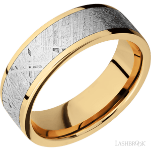 14K Yellow Gold with Polish Finish and Meteorite Inlay - 7MM - Larson Jewelers