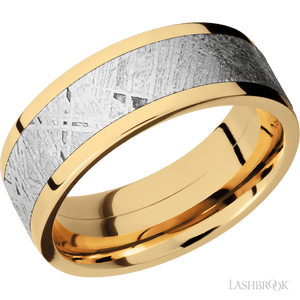 14K Yellow Gold with Polish Finish and Meteorite Inlay - 8MM - Larson Jewelers