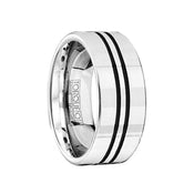 Polished Flat Style Cobalt Wedding Band with Black Enamel Inlay - 9mm - Larson Jewelers