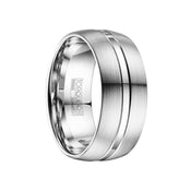 GORDO Domed Satin & Polished Finish Cobalt Wedding Ring with Dual Grooves - 8mm - Larson Jewelers