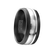 SPYRO Torque Black Cobalt Wedding Band Matte Finish Grooved Center Accent Flat Edges - 9 mm - Larson Jewelers