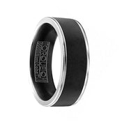 KANJI Torque Black Cobalt Flat Wedding Band Matte Finish Dual Grooved Edges - 7 mm - Larson Jewelers