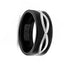 GARRUS Torque Black Cobalt Flat Wedding Band Matte Finish Grooved Center Design - 9 mm - Larson Jewelers