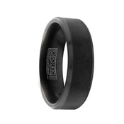 VENTUS Torque Black Cobalt Flat Wedding Band Matte Finish with Brushed Beveled Edges - 7 mm - Larson Jewelers