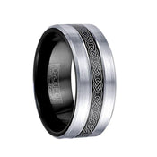 MCCLOUD Torque Black Cobalt Wedding Band Laser Celtic Center Design Brushed Finish with Black Inside - 9 mm - Larson Jewelers