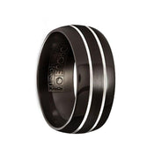 MAXIMOFF Torque Black Cobalt Wedding Band Brushed Center with Dual Groove Accents Polished Edges - 9 mm - Larson Jewelers