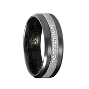 QUAN Torque Black Cobalt Brushed Wedding Band Center Diamond Accents Round Edges - 7 mm - Larson Jewelers