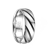 WREX Torque Black & White Cobalt Wedding Band Polished Finish Center Grooved Design Beveled - 7 mm - Larson Jewelers