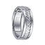 Polished White Cobalt Men’s Wedding Band with Grooved 14k White Gold Inlay Pattern - 7.5mm - Larson Jewelers