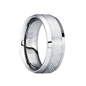 HILARIUS Tungsten Wedding Ring with Brushed Celtic Center & Polished Edges - 8mm - Larson Jewelers