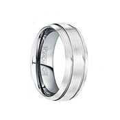 MARINUS Wire Brushed Tungsten Comfort Fit Band with Polished Grooves - 8mm - Larson Jewelers