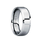 MARTIALIS Beveled & Raised Tungsten Wedding Band with Polished Finish - 6mm & 8mm - Larson Jewelers