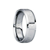 MAXENTIUS Beveled & Polished Tungsten Wedding Band with Engraved White Celtic Motif - 8mm - Larson Jewelers