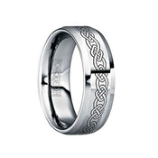 MAXIMINUS Black Celtic Knot Engraved Tungsten Ring with Polished Finish - 8mm - Larson Jewelers