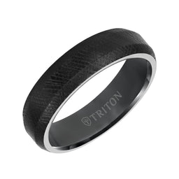 DION Beveled Black Tungsten Ring with Florentine Finish by Triton Rings - 6 mm - Larson Jewelers