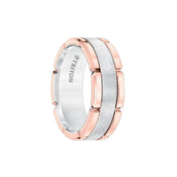 ARNETT Rose Gold Tungsten Carbide Flat Comfort Fit Band W/Brush Center & Bright Rims by Triton Rings - 8mm - Larson Jewelers