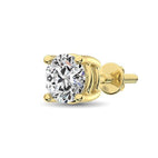 Single 14K Yellow Gold 4-Prong Solitaire Basket Stud Earring with Lab Grown Diamond